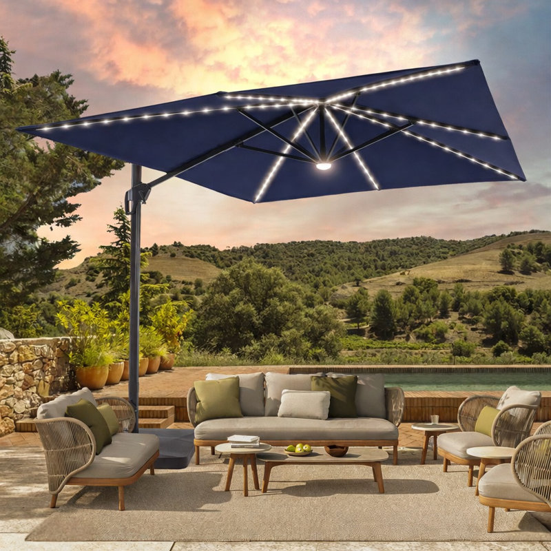 Parasol rectangulaire suspendu en porte-à-faux 138 "x 108" Salton, Bleu marine