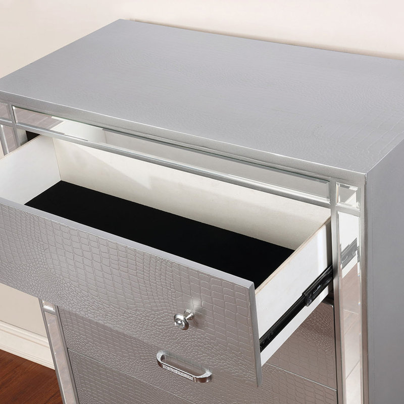 Mobilier de chambre à coucher argenté 1pc Table de chevet Bun, Silver