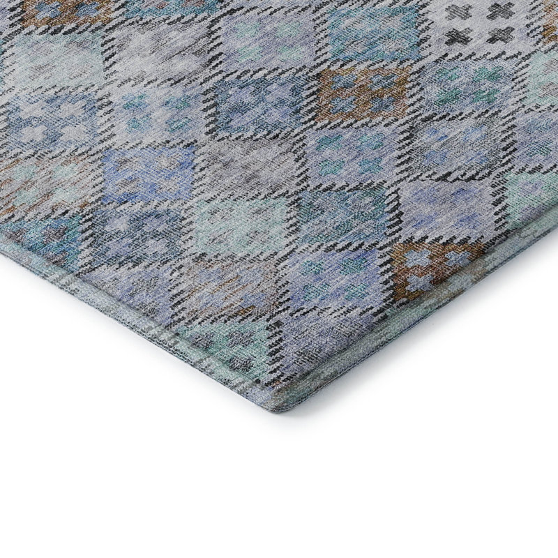 Premium Machine Washable Dahl AMF1081 Geometric Rug, Runner 2'3" x 7'6"