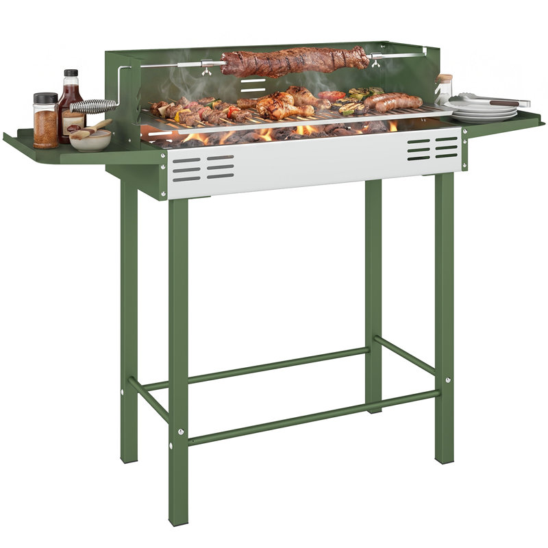Outsunny 118cm W Combo Charcoal Grill