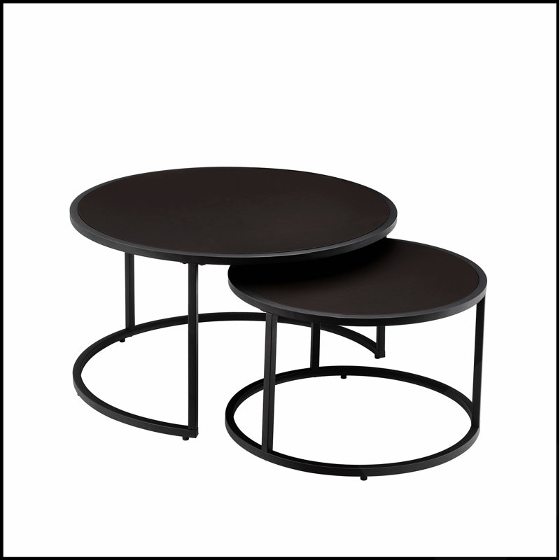 Ensemble de 2 tables basses Modernes, Brun / brun foncé