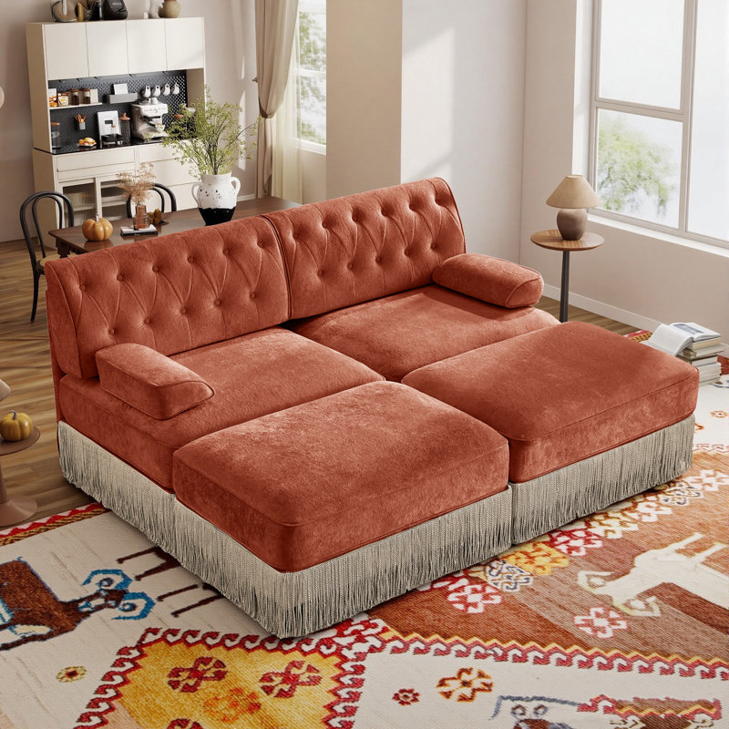 Canapé de 76 pouces à 2 places en velours avec repose-pieds, idéal pour les salons, les salles de conférence et les chambres à coucher.