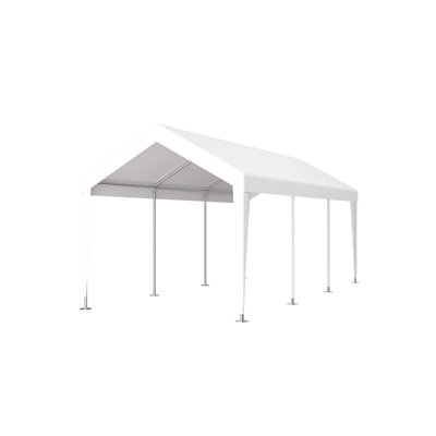 Abri d'auto 10 'x 20' avec housse en PE, 2 portes, 4 fenêtres d'aération, cadre en acier galvanisé 10 x 20