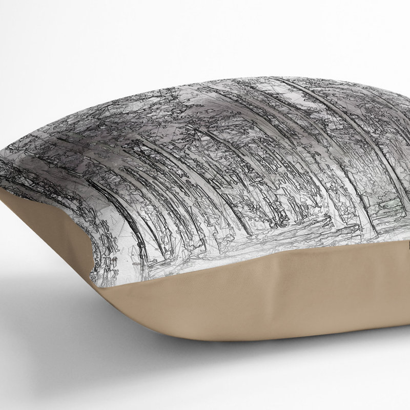 Pretty Forest Cushion with Filling, 40cm H x 40cm W x 15cm D, Stone