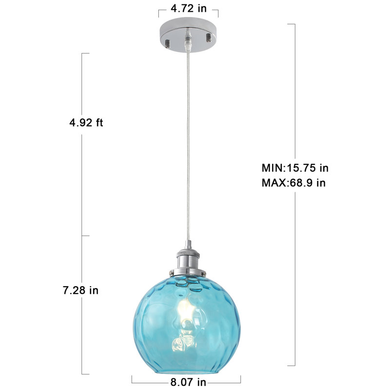 1 - Light Chrome Single Pendant, Blue