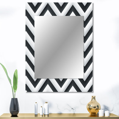 Motif à chevron géométrique neutre blanc gris Izat - miroir à chevron