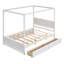 Wood Canopy Bed With Trundle Bed And Two Drawers ,Full Size Canopy Platform Bed With Support Slats .No Box Spring Needed
