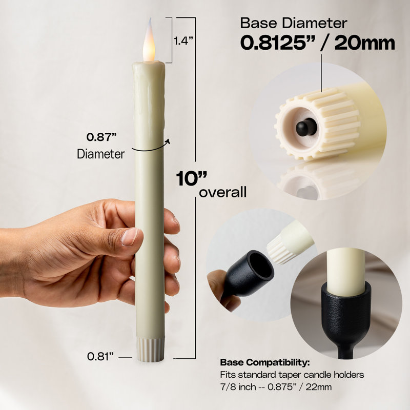 LED Flameless Ivory Wax Drip Candles with Remote Control, 6