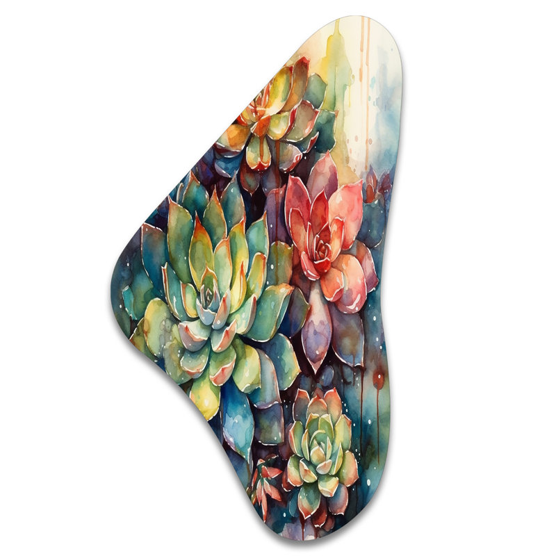 Art mural asymétrique en métal Manuli - Cactus Boomerang, H 31 po x l 17 po