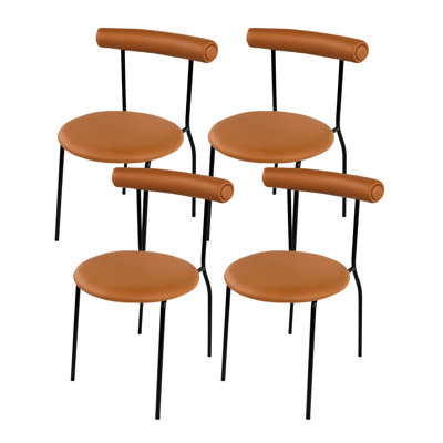 Ensemble de chaises de salle à manger rembourrées, similicuir, structure en métal, style moderne (orange simple)