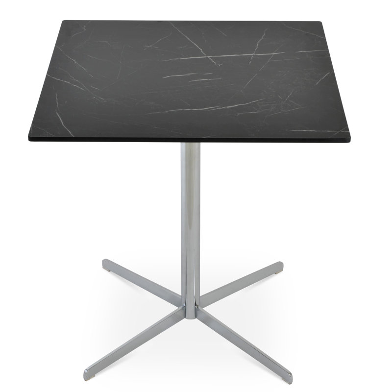 Table de salle à manger Diana, Chrome, L 27 po x L 27 po, Noir