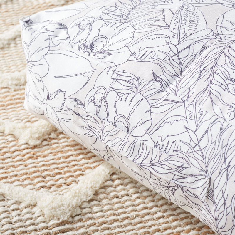 White Floral Euro Square Decorative Pillow