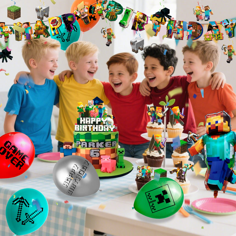 Minecraft Birthday Party Supplies,52Pcs Minecraft Party Decorations Set