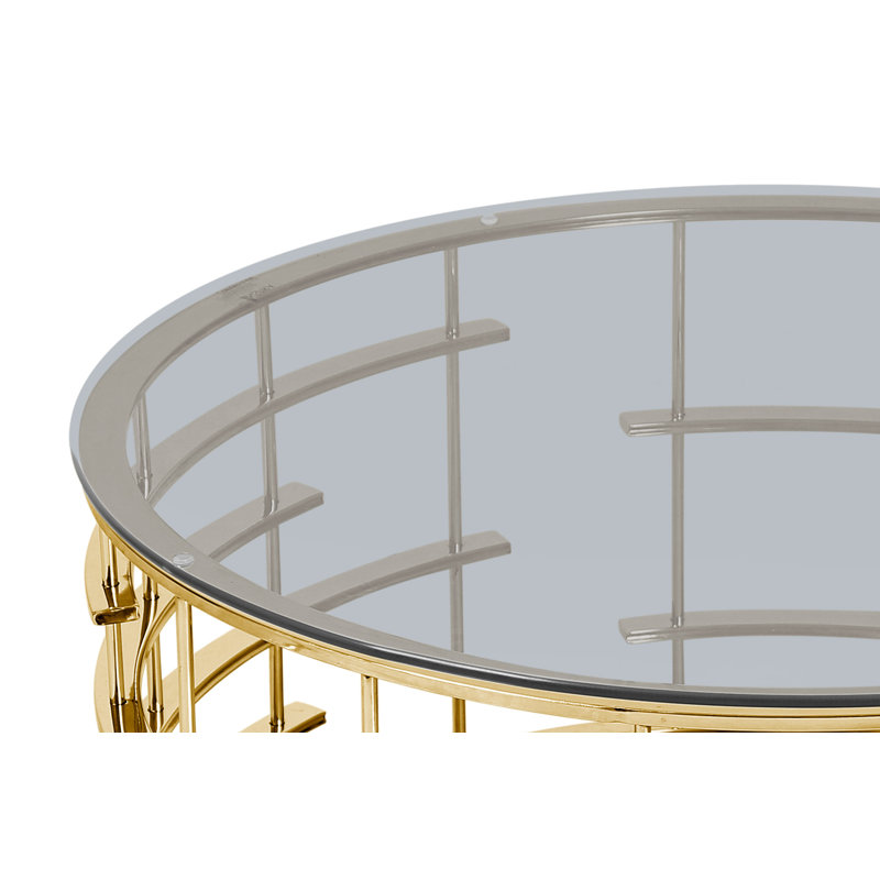 Coffee table 90cm, Grey, Gold