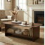 Table basse 47 "rectangulaire avec armoire de rangement et portes en verre pour le salon-595078499