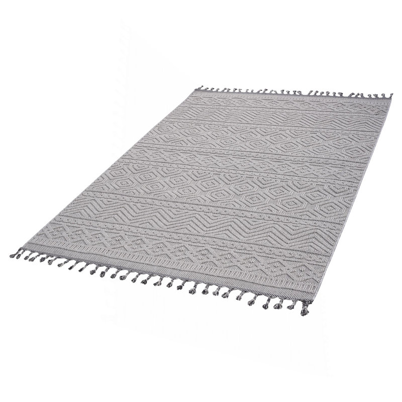 Collection White /Geometric Indoor/Outdoor Area Rug, Rectangle 5'3" x 7'6"