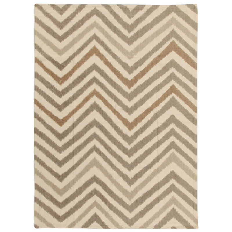 Troyes Rectangle Chevron Cotton Hand Woven Dhurrie Set, Rectangle 170 x 239cm
