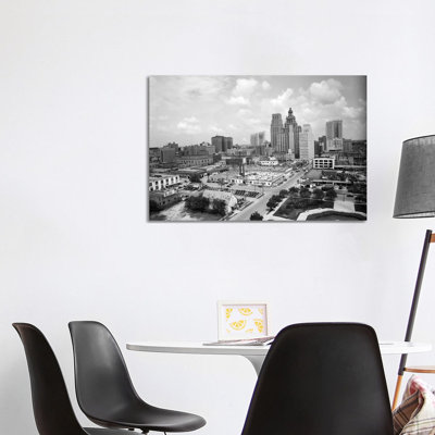 1940S Skyline Of Business District Of Houston Texas From City Hall - Wrapped Canvas Print