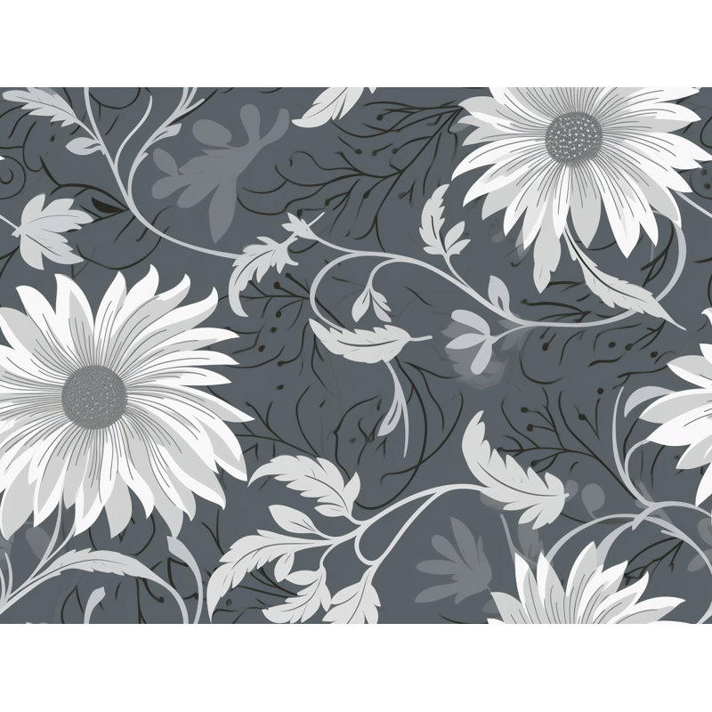 Motif floral de rideaux de fenêtre gris - 6046, L 20 po x L 82 po