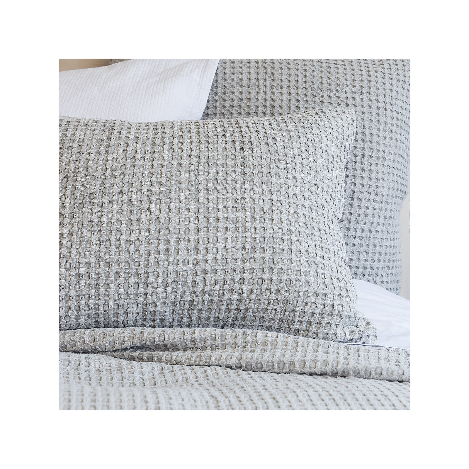 Cotton Waffle Pearl Grey Coverlet, Queen Coverlet