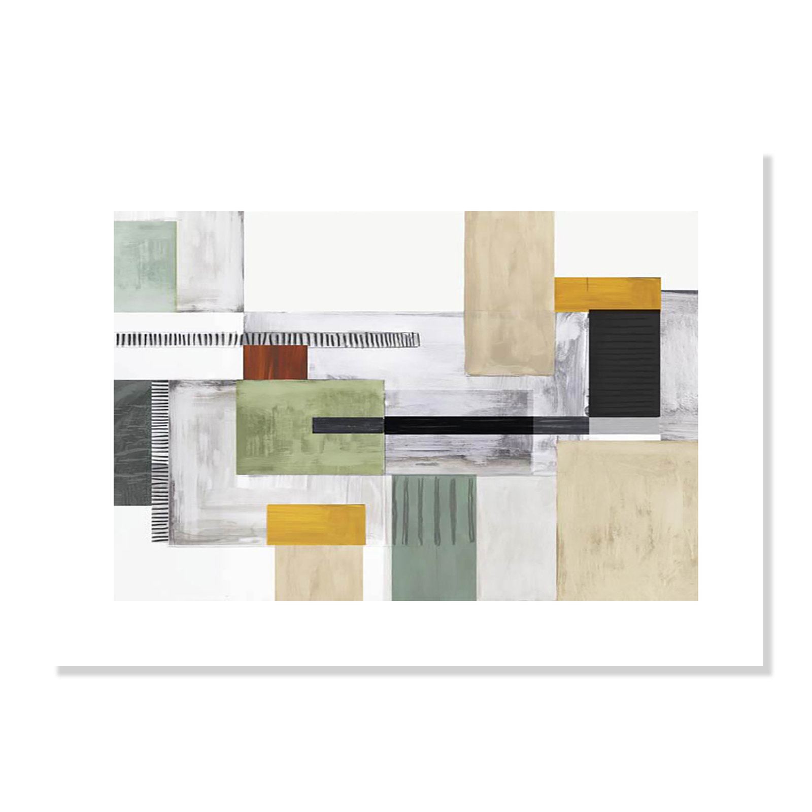 Playful Blocks by Tom Reeves, No Mat, 41.5" H x 61.5" W x 2" D, Silver Floater Framed