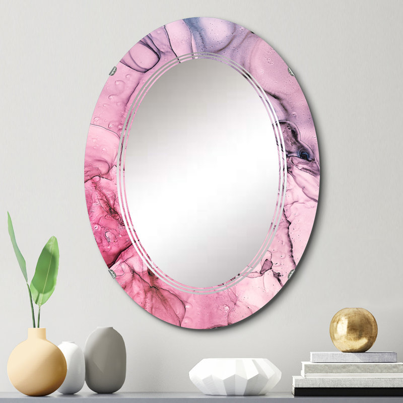 Miroir mural rose et bleu abstrait II, 30 po x 20 po
