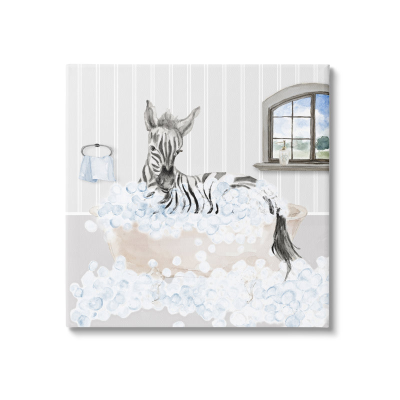 «Zebra Splash Bubble Bath» par Lanie Loreth, impression sur toile tendue, H 17 po x l 17 po x P 1,5 po
