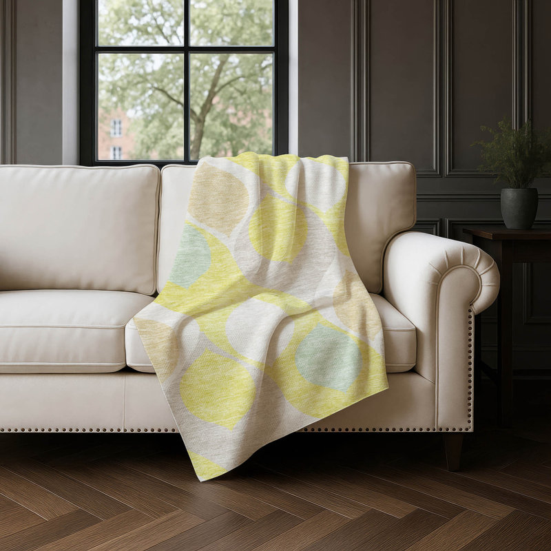 Jeté de style Mid-Century Addison Sherpa ASB749, Jaune géométrique