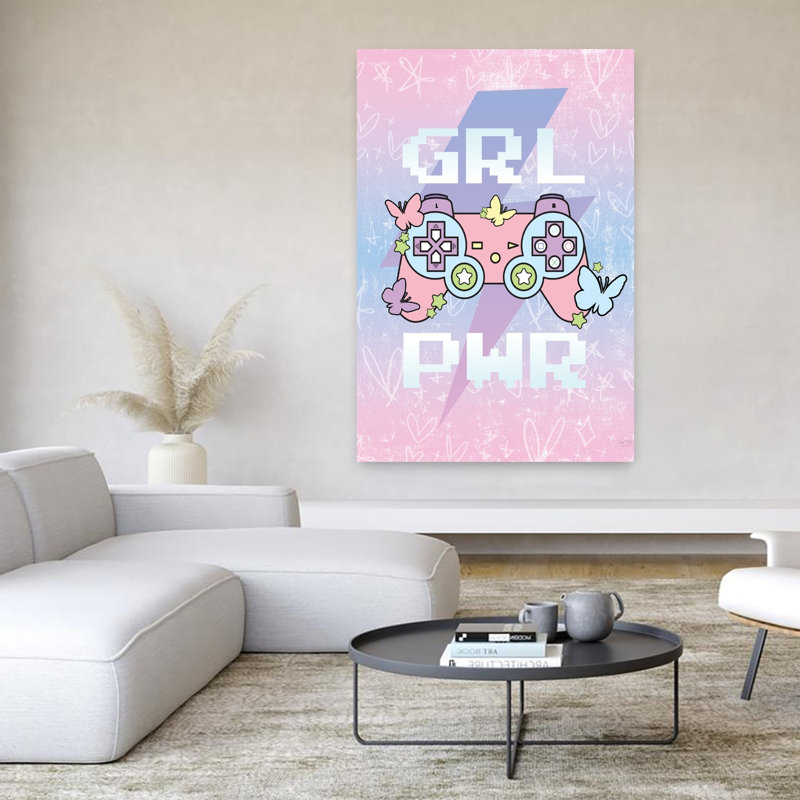 Girl Power, art contemporain avec papillon, H 60 po x l 40 po