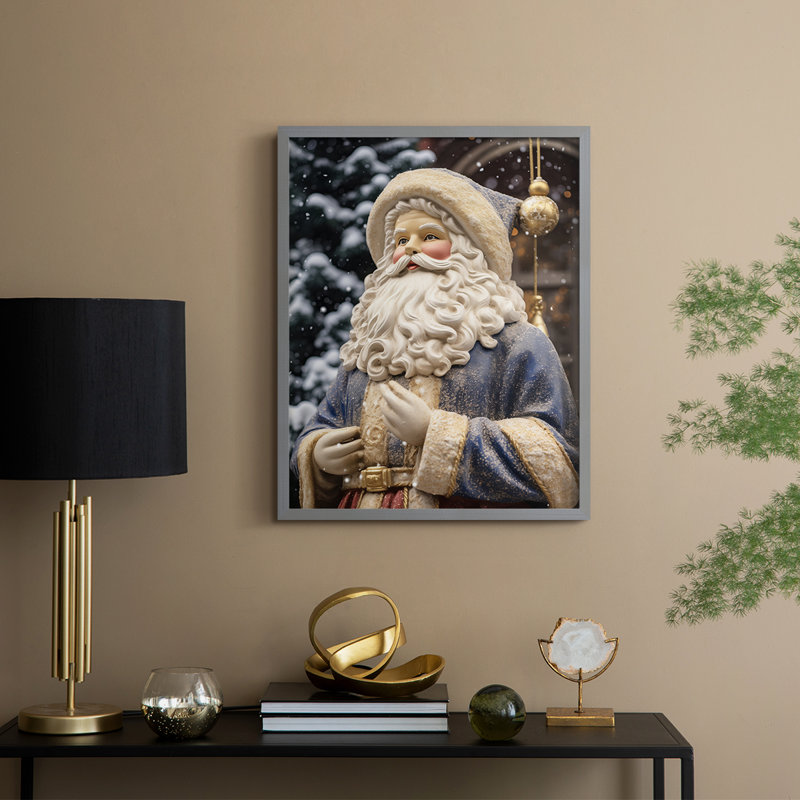 «Christmas Holiday Art DII», reproduction encadrée - bois massif, Gris, H 11 po x l 9 po