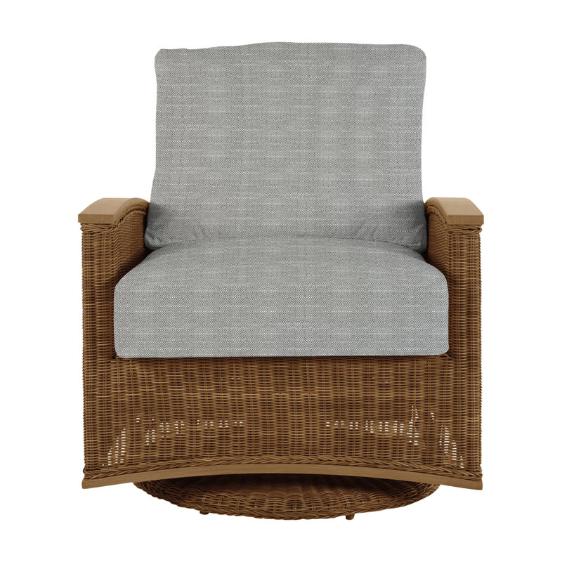 Outdoor Astoria Swivel Glider Wicker Chair with Cushions, No welt + Standard fill, Rollo Lace, Raffia/Oak