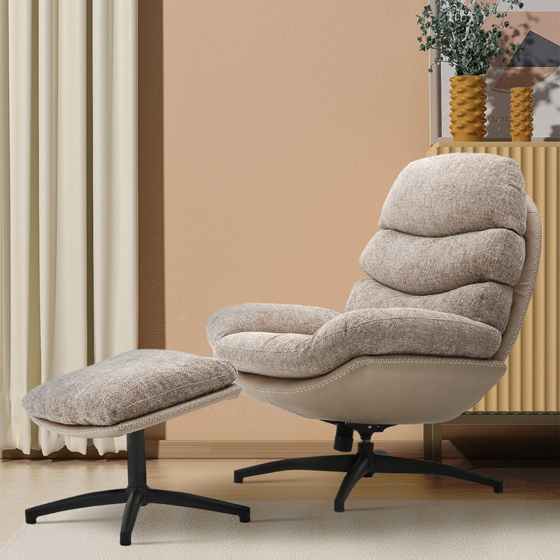 Alcuin Swivel Accent Chair with Footstool