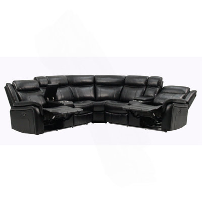 JUPITER BLACK LEATHER SECTIONAL