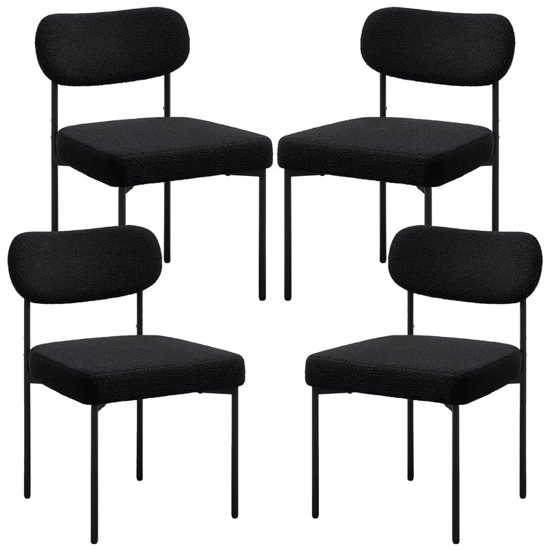 Chaise de salle à manger rembourrée l 19,7 po avec repose-pieds réglables Boucle, 4, Noir