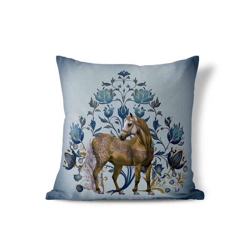 Springtime Horse Reversible Throw Pillow, 16" x 16"