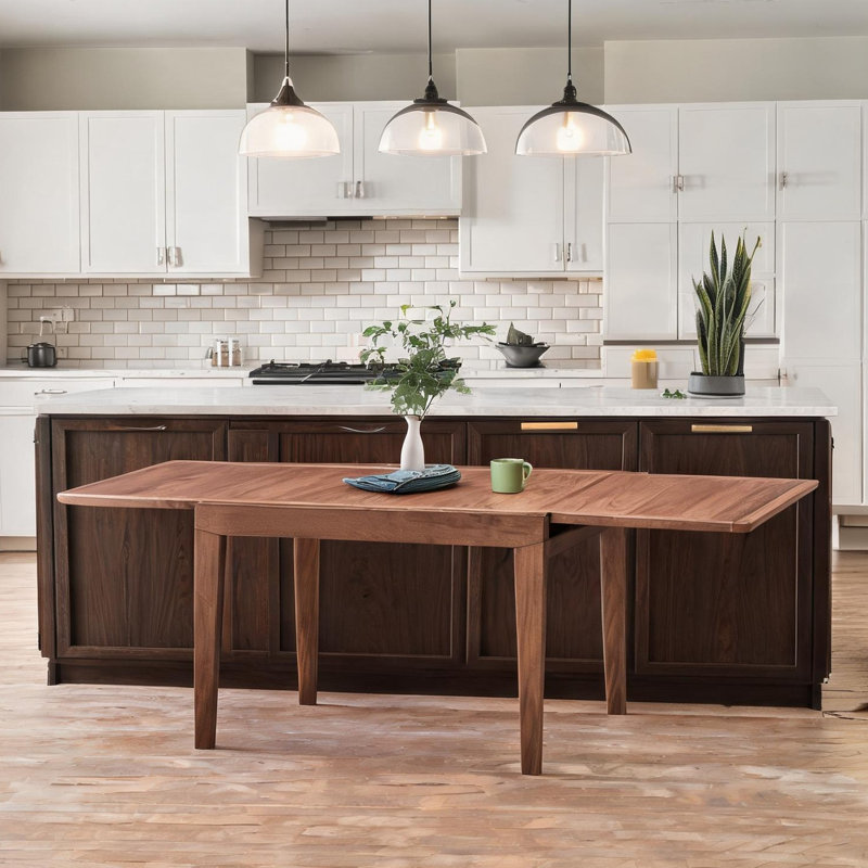 Extendable Dining Table for 6-8, Wood-Tone Brown, 94-Inch Rectangular Kitchen Table with Self-Storing Leaf