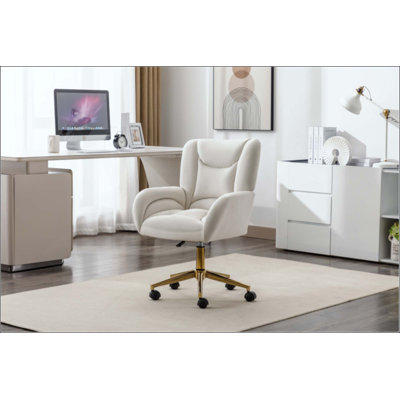 Chaise de bureau pivotante en velours 360 avec base en métal et roues universelles