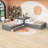 Twin Size 2 Drawers Wooden L-shaped Platform Beds with Trundle and Built-in Table-1342095377