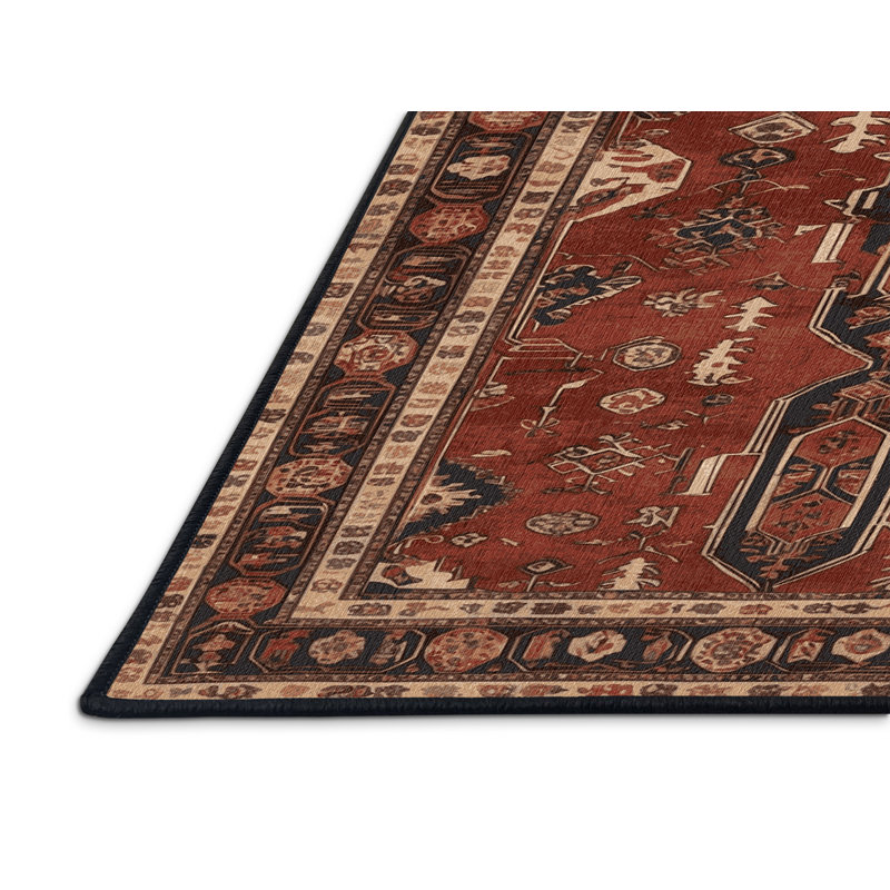 Tapis persan noir lavable à la machine, Rectangulaire 8 pi x 12 pi