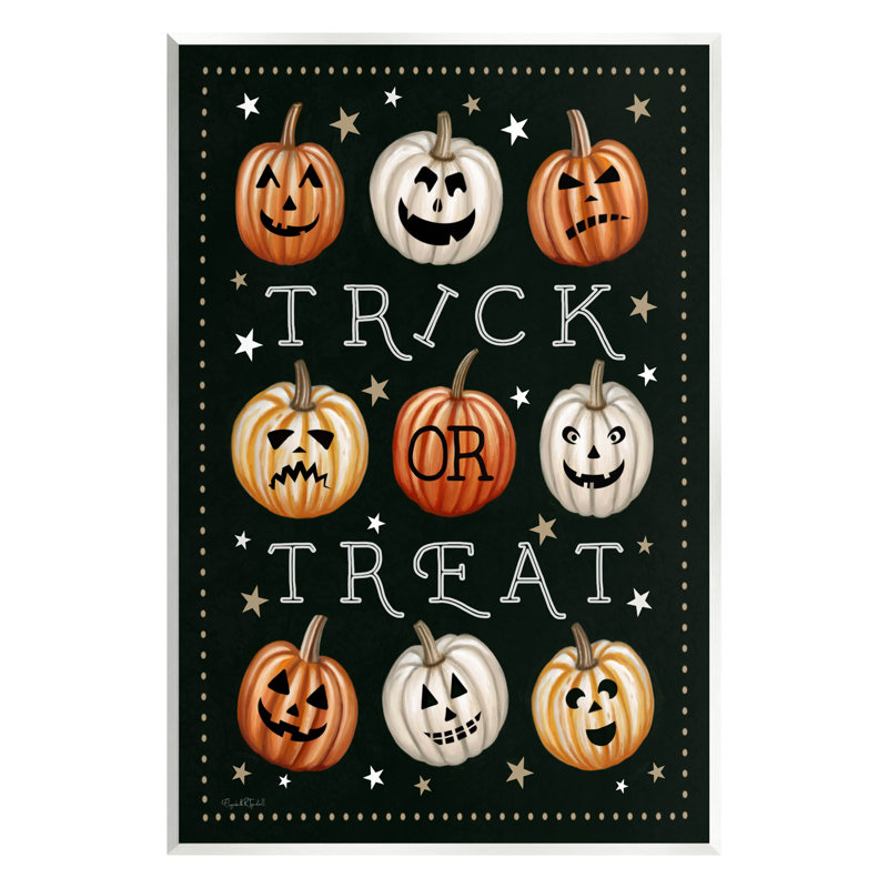 «Trick Or Traite Jack-O-Lanterns» par Elizabeth Tyndall, H 19 po x l 13 po x P 0,5 po
