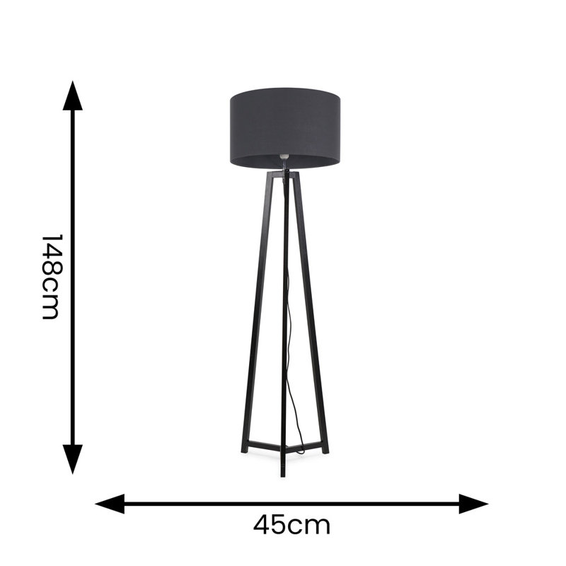 Rhavyn 148cm Traditional Floor Lamp, Charcoal, Matte Black