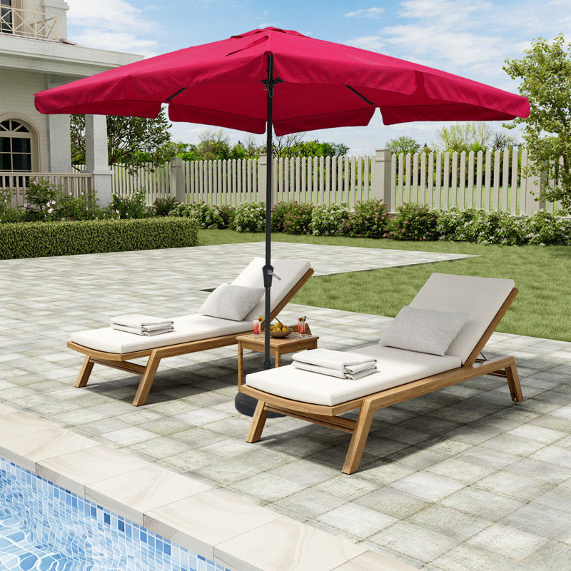 Parasol de marché rectangulaire avec auvent à jupe 10 'x 8' Havelka, Rouge