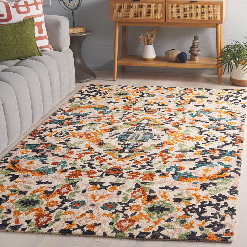 Hand Tufted Wool;Cotton Abstract Indoor Rug, Rectangle 5' x 8'