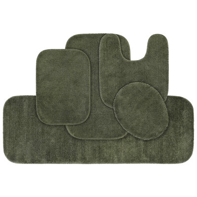 Mccluney Ultra Soft Traditional Nylon 5 Piece Bath Rug Set with Non-Slip Backing
