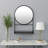 Feno Decorative Wall Mirror, 28 Inch Round Black Metal Frame w Rack