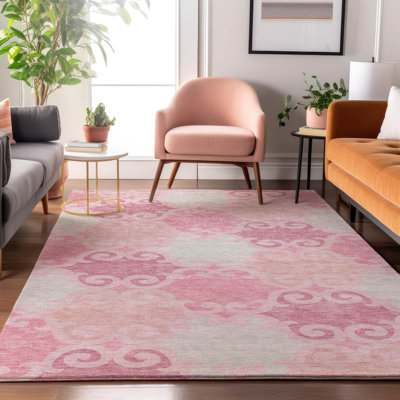 Premium Machine Washable Prisco Pink Rug