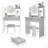 Round LED Mirror Vanity Table + Soft Cushion Stool Set, Large Mirror, Touch Switch, 3 colors, Adjustable Brightness, Large Desktop-479551089