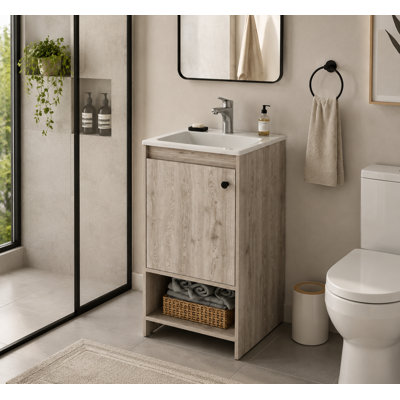 Meuble-lavabo autoportant avec tablette ouverte Bruto