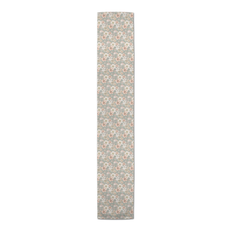 Brytney Rectangle Floral Polyester Table Runner, 72" x 16", Green