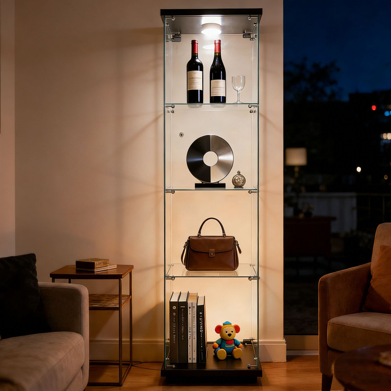 Vitrine à 4 tablettes avec verre trempé et lumières DEL Fairhaven